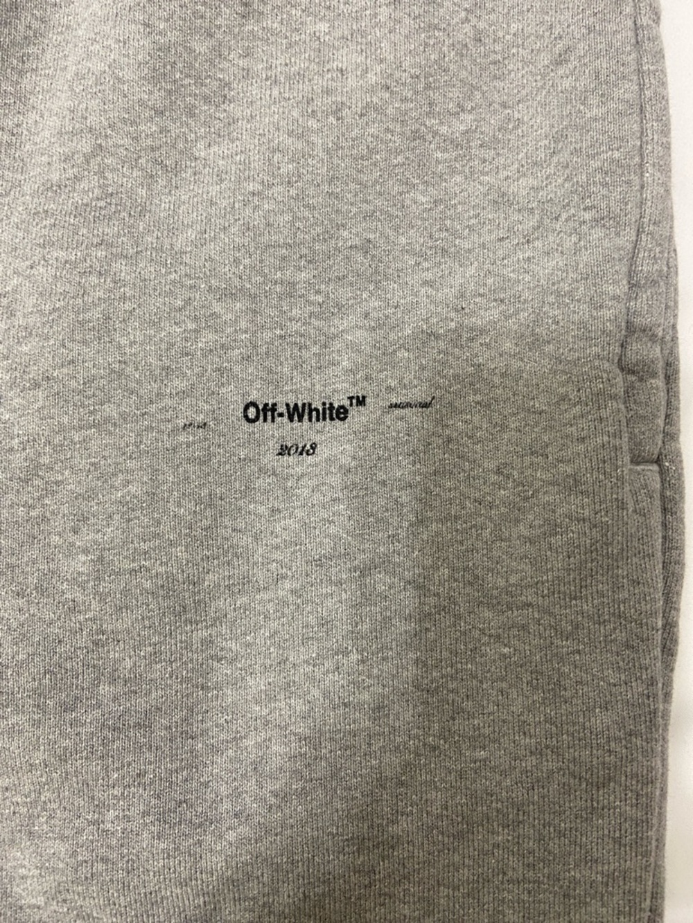 Off-White Men’s Gray Long Sweatpants With Elastic At Waist And Ankle.Size- XL . - Picture 12 of 15